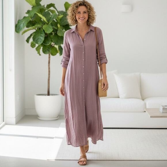Natural Life Dresses & Skirts - Natural Life Cotton Button Down Shirt Maxi Dress